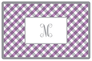 purple gingham personalized placemats
