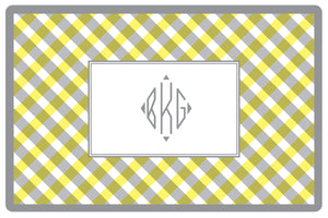 yellow gingham personalized placemats
