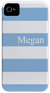 powder blue & white stripe cell phone case