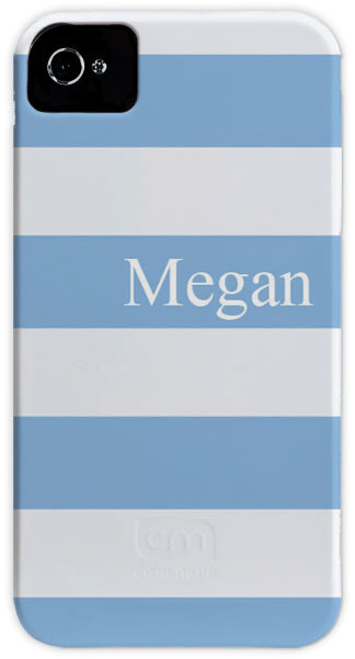 powder blue & white stripe cell phone case