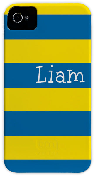 yellow & blue stripe cell phone case