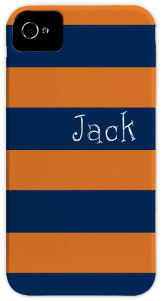 navy & orange stripe cell phone case