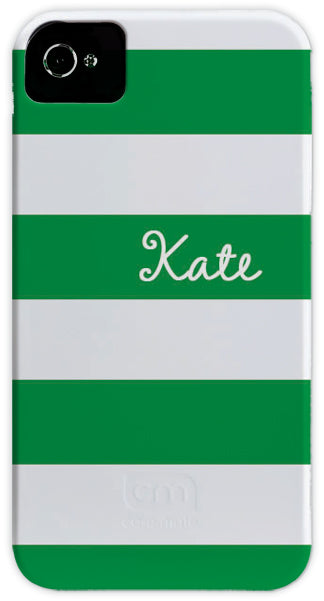 green & white stripe cell phone case