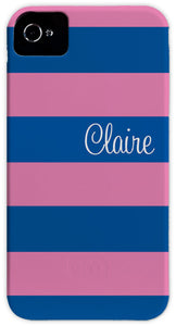 pink & blue stripe cell phone case