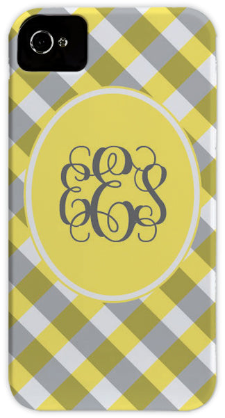 yellow gingham cell phone case