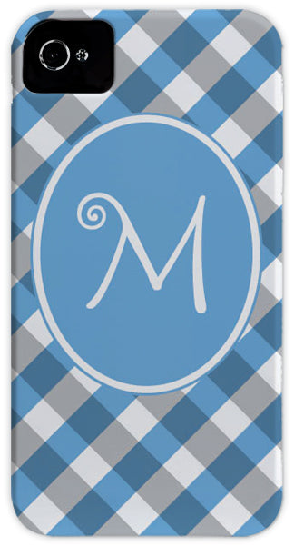 blue gingham cell phone case