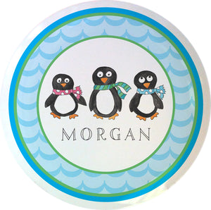 penguin parade personalized kids plate