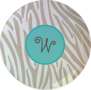 grey zebra personalized plate