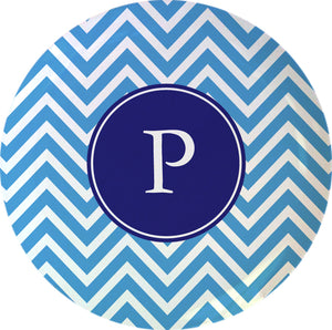 blue chevron personalized plate