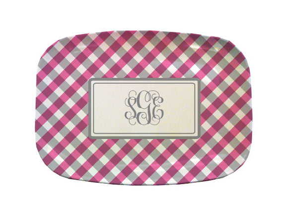 pink gingham platter