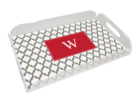 grey lattice personalized lucite tray