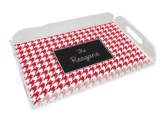 red houndstooth personalized lucite tray
