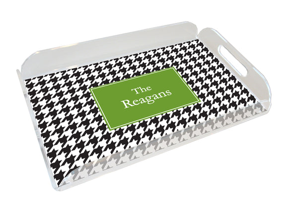 black houndstooth personalized lucite tray