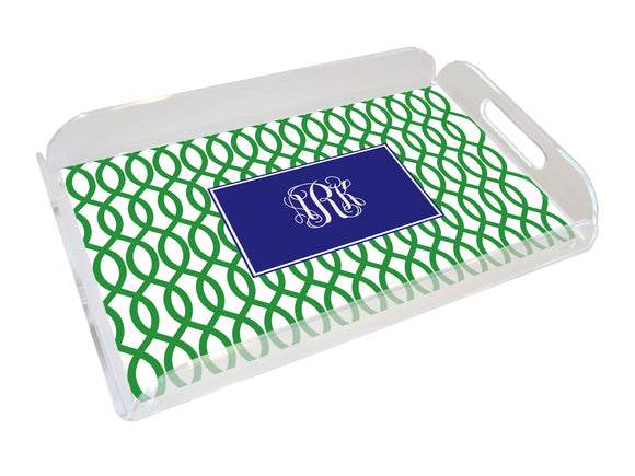 garden gate green personalized lucite tray
