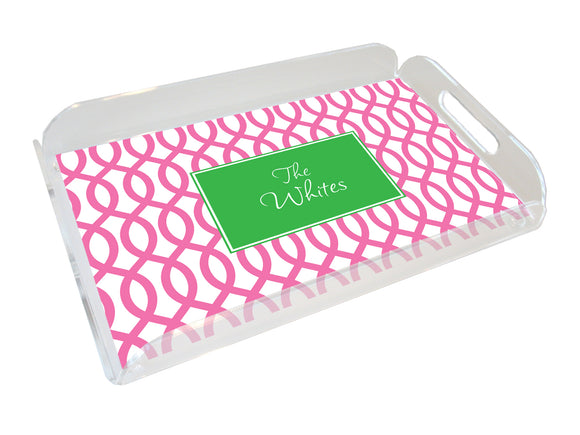 garden gate pink personalized lucite tray