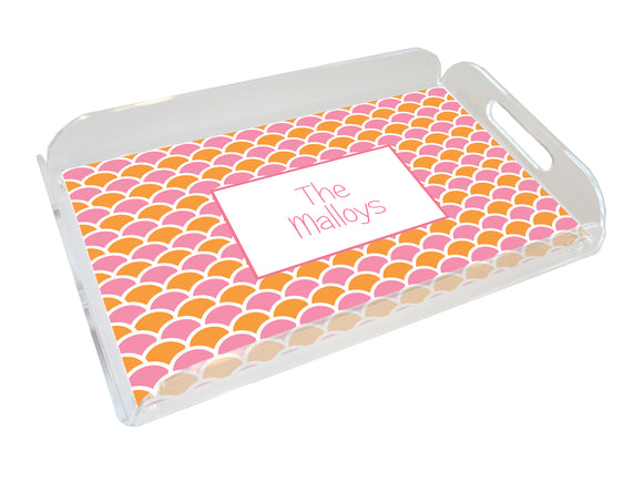 shells pink personalized lucite tray