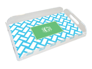 shells blue personalized lucite tray