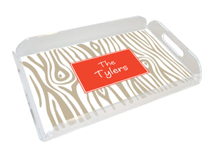 faux bois personalized lucite tray